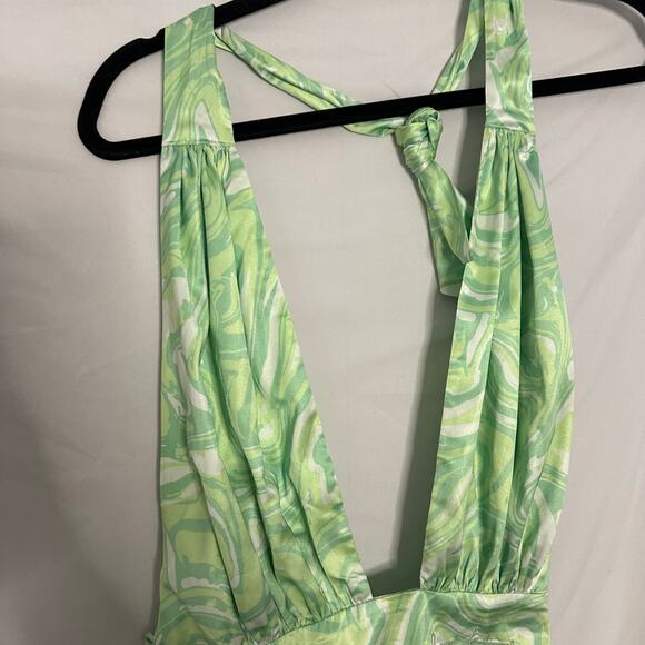 House of Sunny Paradise Silk Halter Retro Party Top Green Size 2 - Picture 9 of 9